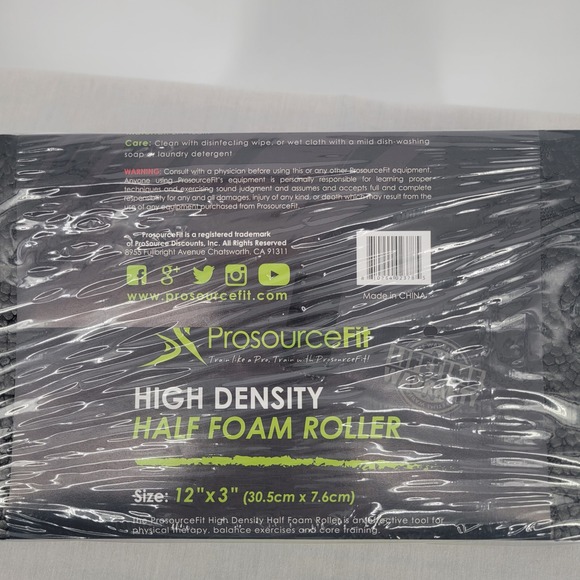 ProsourceFit High Density Half Foam Roller Black 12x3 Inch EPP Therapy Balance - Picture 4 of 4